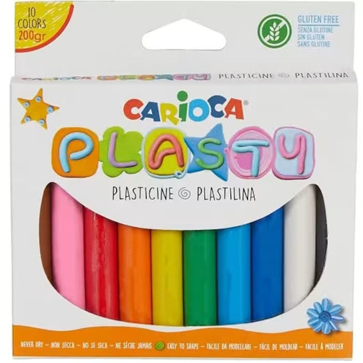 Εικόνα της Πλαστελίνη Carioca Plasty 10 χρώματα 200gr. 42173