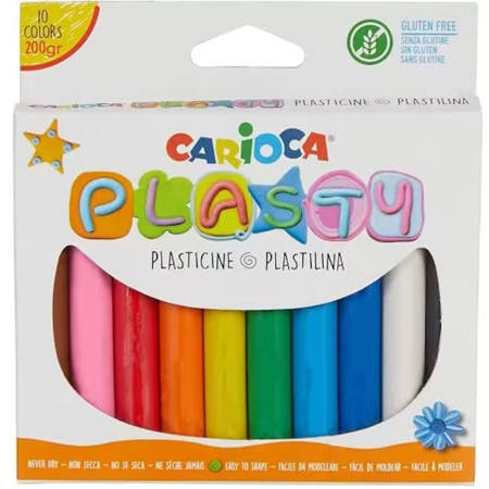 Εικόνα της Πλαστελίνη Carioca Plasty 10 χρώματα 200gr. 42173