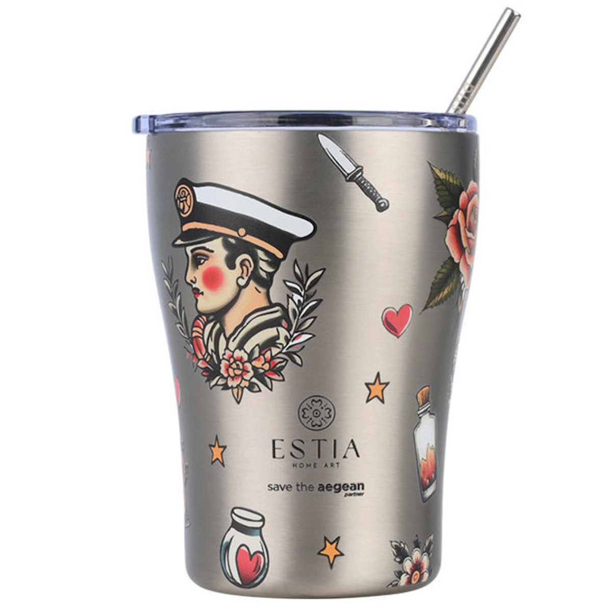 Εικόνα της Θερμός Estia Coffee Mug Save The Aegean 350ml Old School Ink 01-31770