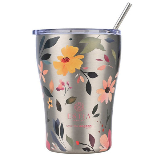 Εικόνα της Θερμός Estia Coffee Mug Save The Aegean 350ml Silver Botanic 01-31787