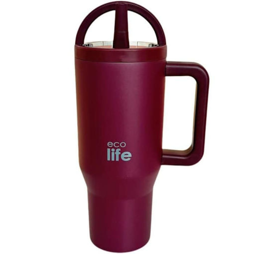 Εικόνα της Θερμός Ecolife Lid Tumbler 2 Handles 900ml Cranberry 33-BO-7070