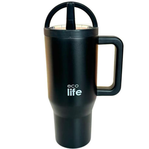Εικόνα της Θερμός Ecolife Lid Tumbler 2 Handles 900ml Rich Black 33-BO-7072