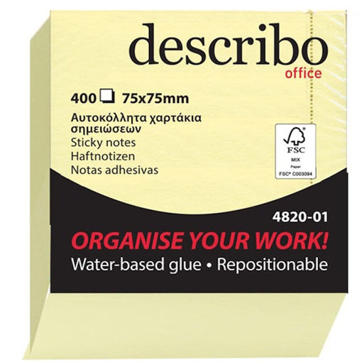 Εικόνα της Κύβος αυτοκόλλητος Describo 75x75mm 400φ. 4820-01