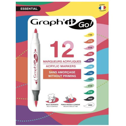 Εικόνα της Μαρκαδόροι Graph Ακρυλικοί it με διπλή μύτη 12τεμ. Essential GG09943