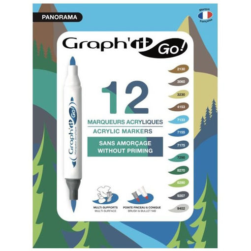 Εικόνα της Μαρκαδόροι Graph Ακρυλικοί it με διπλή μύτη 12τεμ. Landscape GG09945