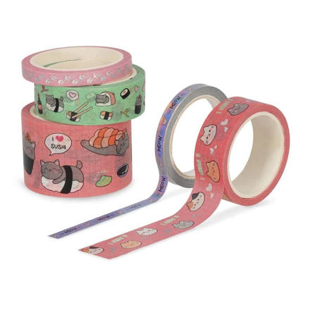 Εικόνα της Set of 5 Paper Sticky Tapes Tape by Tape Legami Kitty TAP0009