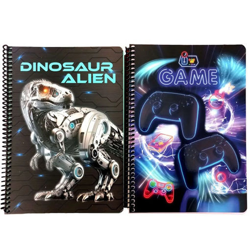 Εικόνα της Τετράδιο σπιράλ Neon Game-Dinosaur Alien 2/θεμ. 17x25cm Back Me Up 357-26402 ( Δύο σχέδια*)