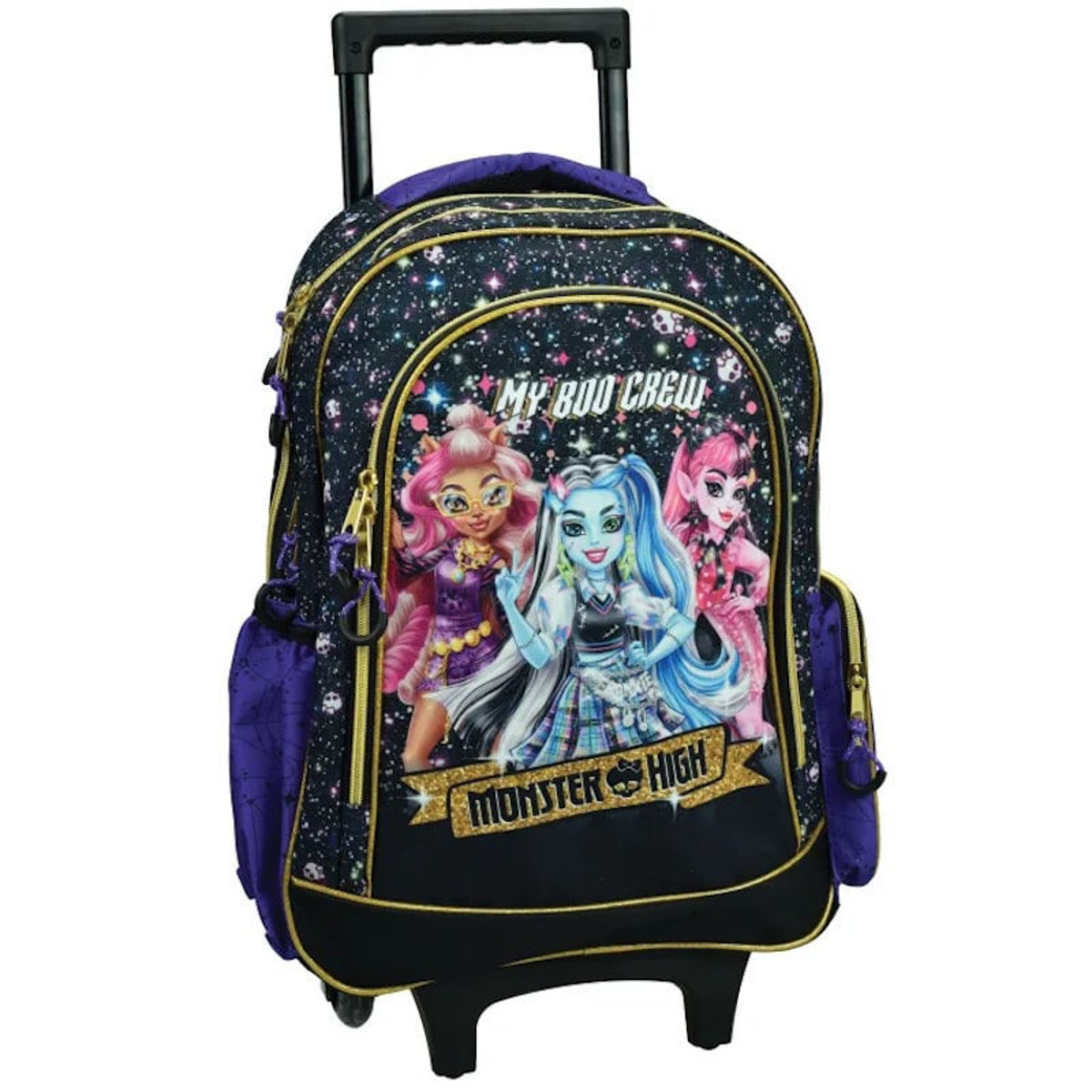Σχολική τσάντα τρόλεϋ Gim Monster High Boo 350-01074 με δυνατότητα μετατροπής σε σακίδιο. Barcode EAN: 5204549172562. Lichnaribooks.
