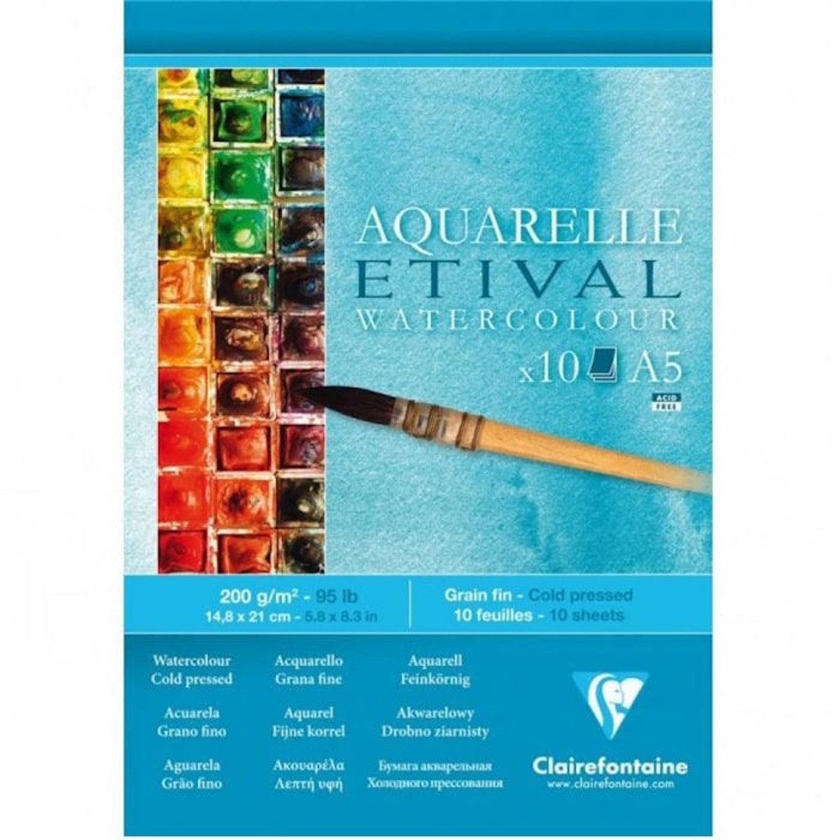 Εικόνα της Μπλοκ ακουαρέλας Clairefontaine Etival 10Φ Cold Pressed A5 14.8x21cm 200g CF96301C