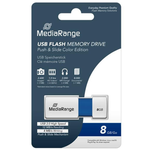 Εικόνα της USB Mediarange 8GB MR972 Drive Color Edition blue