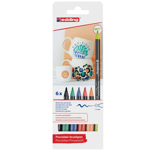 Εικόνα της Μαρκαδόρoι πορσελάνης Edding 999 Vivid πινέλο 1-4mm 6τεμ.