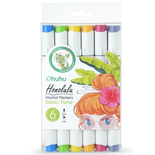 Εικόνα της Μαρκαδόροι Ohuhu Art Markers Basic Tones Brush & Chisel set 6τμχ. Y30-80404-40