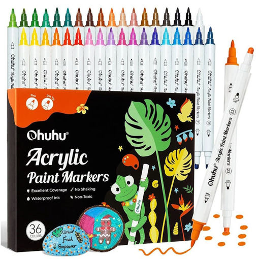 Εικόνα της Μαρκαδόρος Ohuhu Acrylic Paint 36τμχ. Markers Cotton-core Fine & Dot  Y30-80601-76