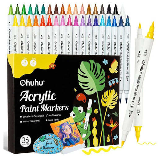 Εικόνα της Μαρκαδόρος Ohuhu Acrylic Paint 36τμχ. Markers Cotton-core Brush & Fine Y30-80601-74