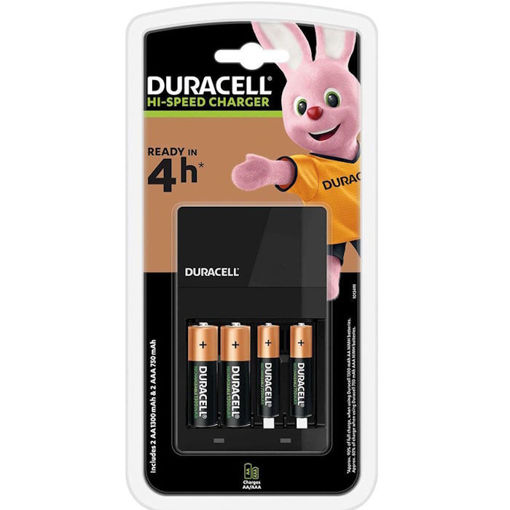 Εικόνα της Φορτιστής με μπαταρίες Duracell CEF14 4 Μπαταριών Ni-MH Μεγέθους AA/AAA Σετ με 2x AA 1300mAh και 2x AAA 750mAh