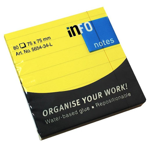 Εικόνα της Κύβος αυτοκόλλητος Info με γραμμές 75x75mm 50φ. 5654-34L