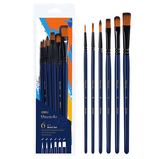 Εικόνα της Πινέλα Deli συνθετικά στρογγυλό/πλακέ σετ 6τεμ 231.441252