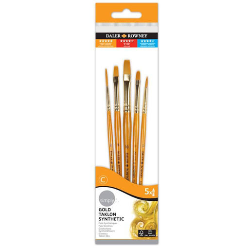 Πινέλα Daler Rowney Simply Acrylic Gold Taklon σετ 5 τεμαχίων 5011386080888 Lichnaribooks