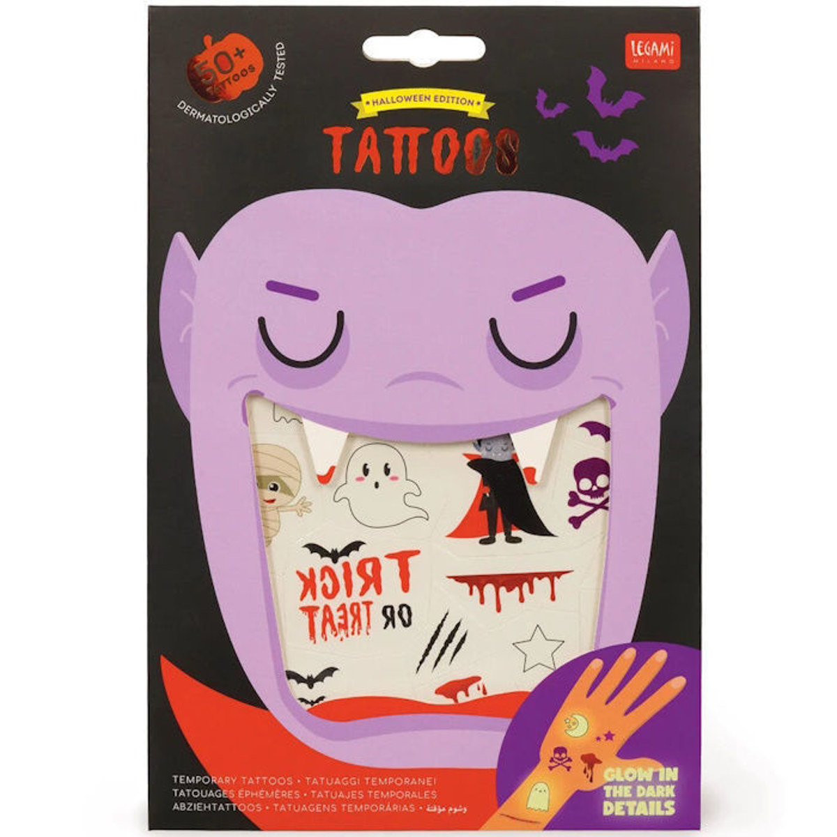 Τατουάζ Halloween Legami Glow in the Dark 8052694038045 Lichnaribooks