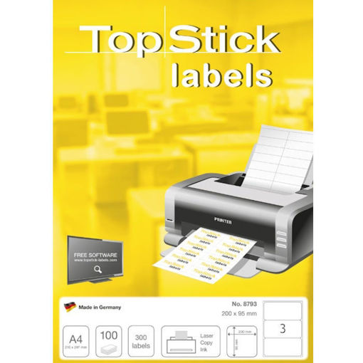 Πακέτο ετικετών TopStick 8793 A4 100 φύλλων 200x95mm