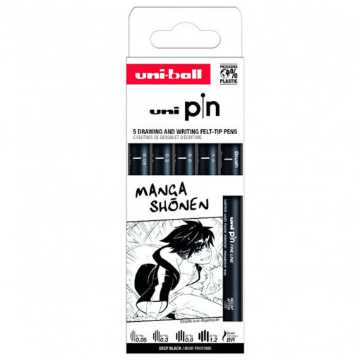 Εικόνα της Μαρκαδοράκια Uni-Ball pin Collection Manga Shonen 0.05/0.3/0.8/1.2mm/BR  5 τεμάχια 5P-ASP013