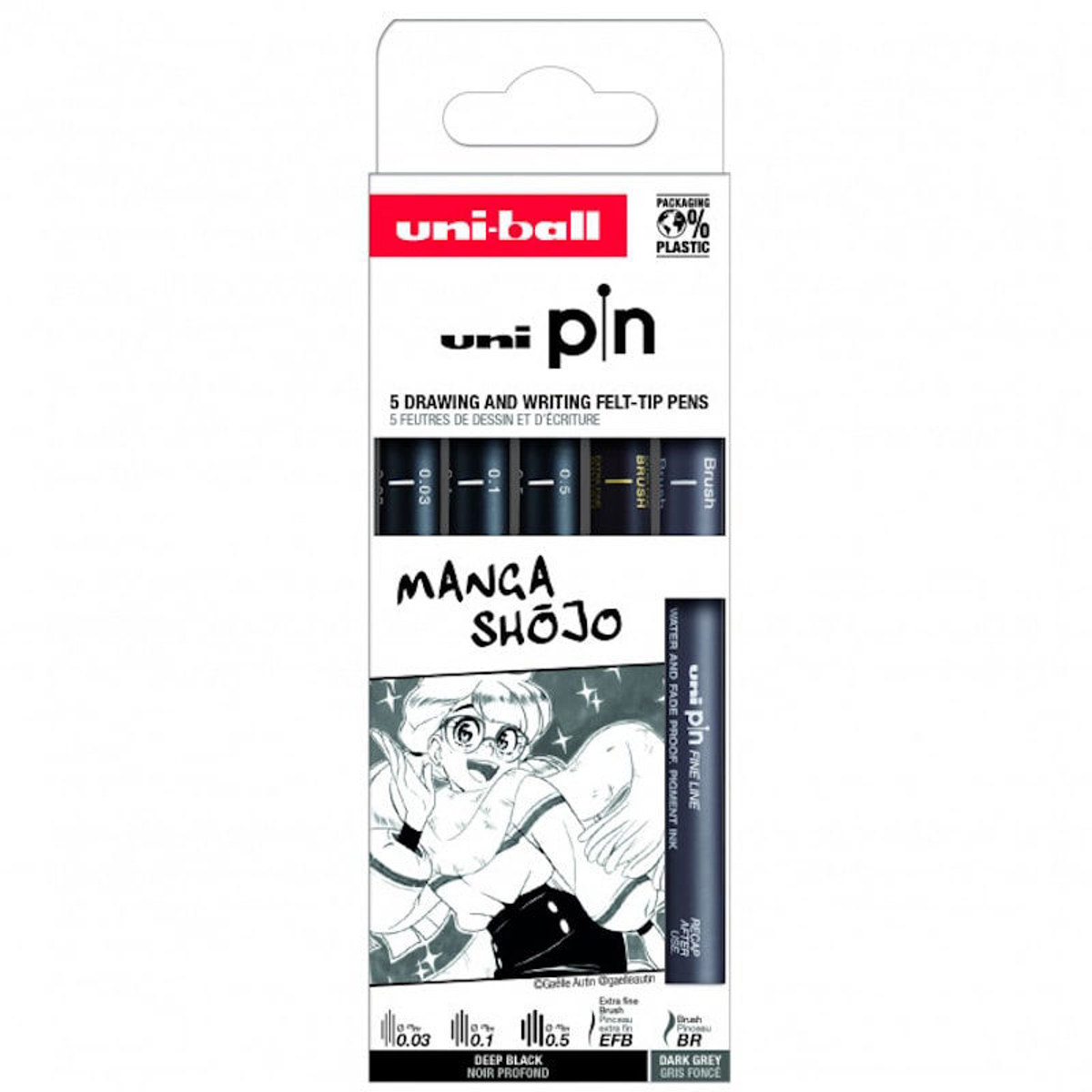 Εικόνα της Μαρκαδοράκια Uni-Ball pin Collection Manga Shojo Uni 0.03/0.1/0.5/EFB/BR 5τμχ. 5P ASP016