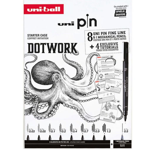 Εικόνα της Μαρκαδοράκια Uni Pin-200 Collection Dotwork 0.03/0.05/0.1/0.2/0.4/0.7/0.9/1.2 & Pancil 0.5 & 4τμχ Exclusive Tutorials