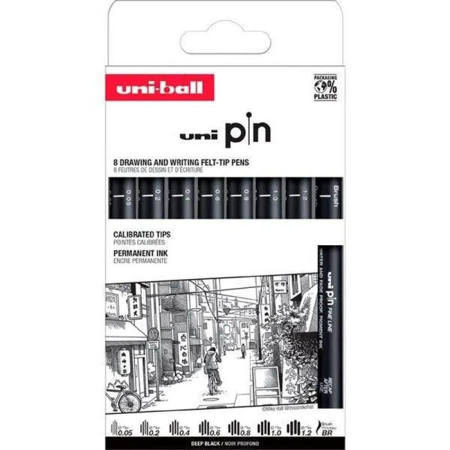 Εικόνα της Μαρκαδοράκια Uni Pin-200 Collection 0.05/0.2/0.4/0.6/0.8/1.0/1.2mm/BR - 8τμχ. 8P ASP011