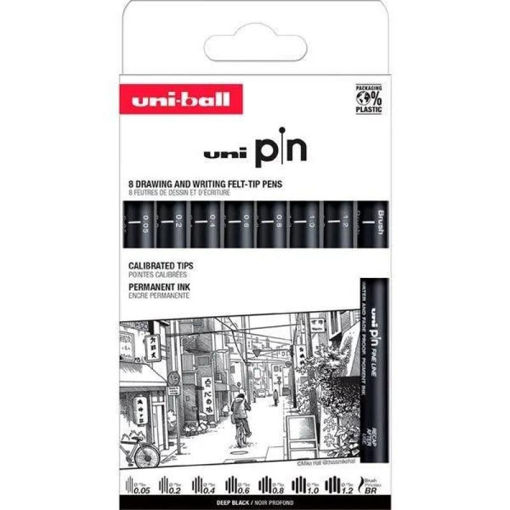 Εικόνα της Μαρκαδοράκια Uni Pin-200 Collection 0.05/0.2/0.4/0.6/0.8/1.0/1.2mm/BR - 8τμχ. 8P ASP011