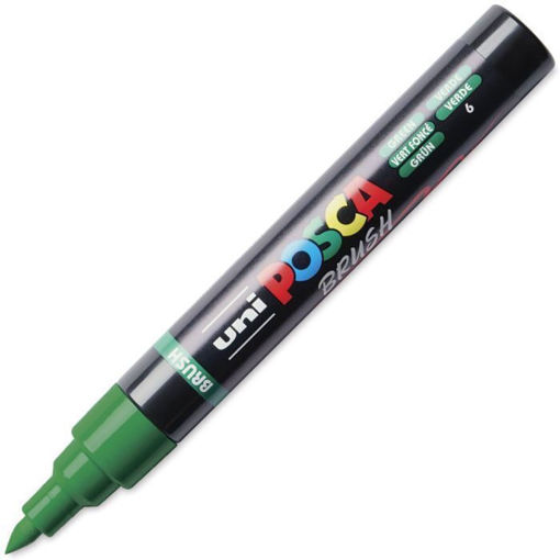Μαρκαδόρος Posca Brush PC-5BR Green για καλλιτεχνική ζωγραφική με εύκαμπτο πινέλο, EAN 4902778311776, Lichnaribooks