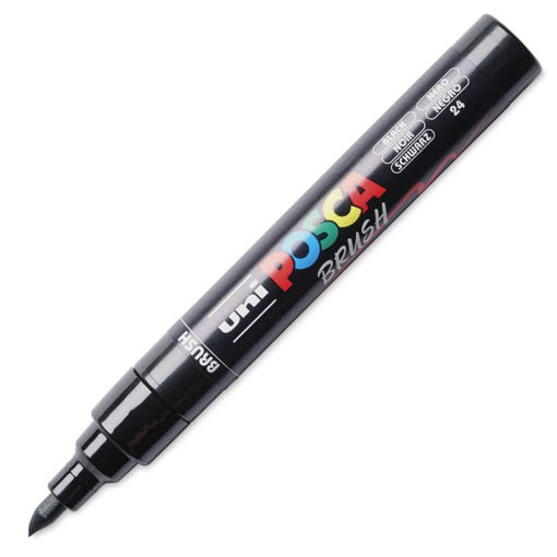 Μαρκαδόρος Posca Brush PC-5BR Black για καλλιτεχνική ζωγραφική με εύκαμπτο πινέλο, EAN 4902778311851, Lichnaribooks