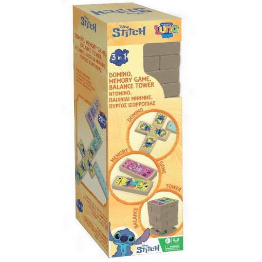 Εικόνα της Πύργος 3 σε 1 Disney Luna Stitch Ντόμινο, Μνήμης και Ισορροπίας, 48τεμ. 000565613
