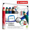 Εικόνα της Κραγίον πίνακα Stabilo σετ 4/χρώματα ξύστρα & πανί 648/4
