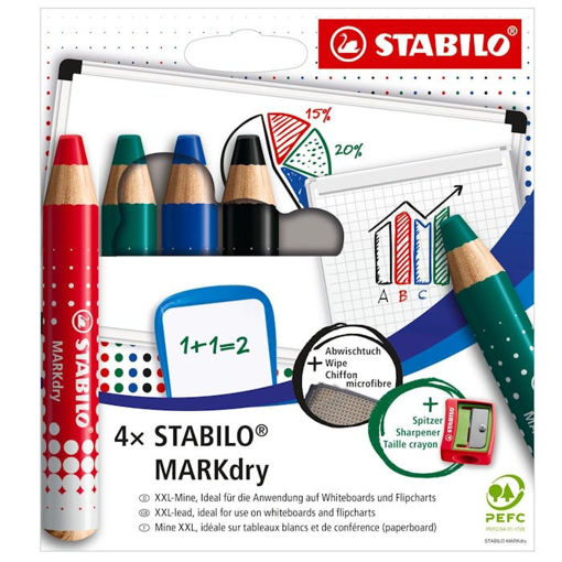 Εικόνα της Κραγίον πίνακα Stabilo σετ 4/χρώματα ξύστρα & πανί 648/4