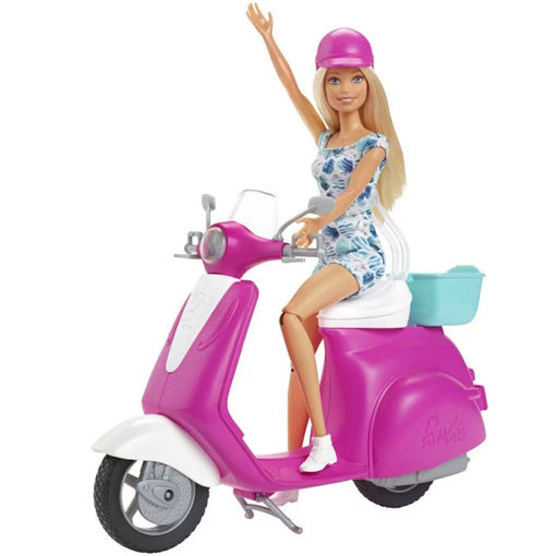 Εικόνα της Barbie Mattel Scooter και Κούκλα GBK85
