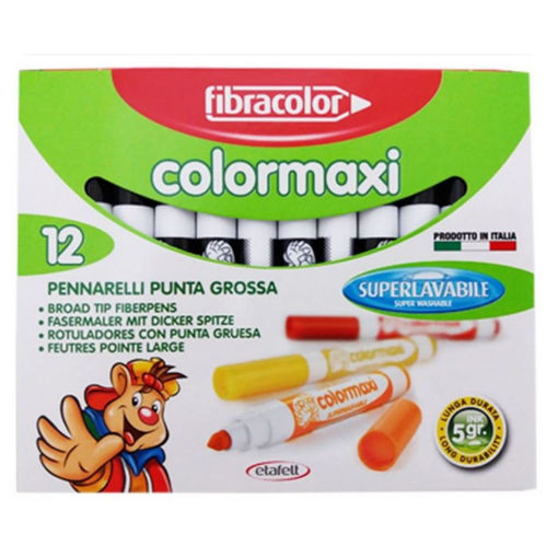 Εικόνα της Μαρκαδόροι Fibracolor Colormaxi μαύροι 12τεμ. 5gr. ink