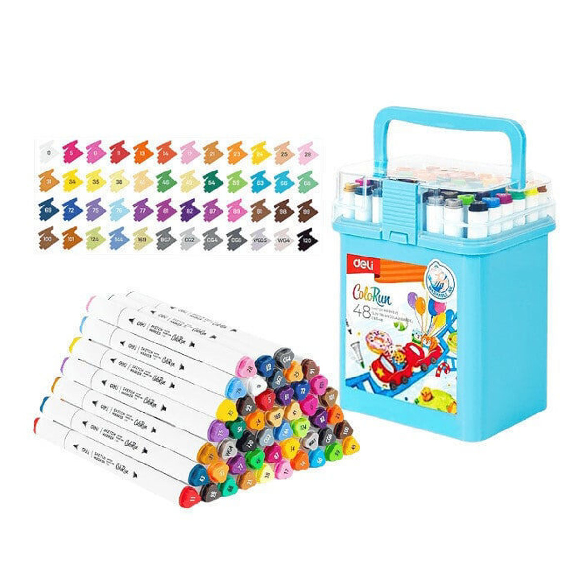 Μαρκαδόροι Sketch Markers διπλής μύτης 48τμχ Deli Colorun C187-48 6941798482545 Lichnaribooks
