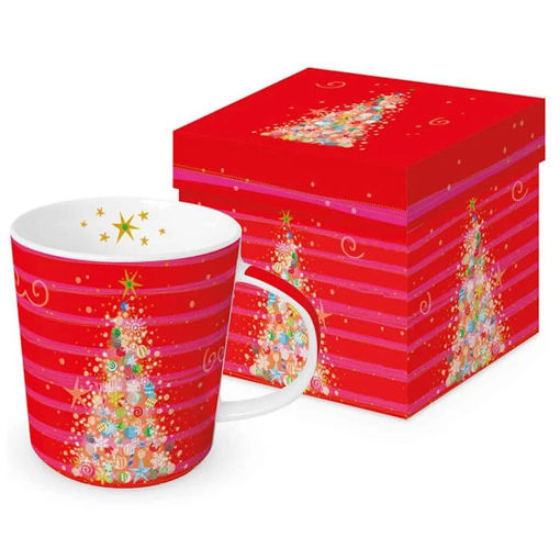 Εικόνα της Κεραμική Κούπα Paperproducts σε συσκευασία δώρου Christmas Δεντρο Red & Pink