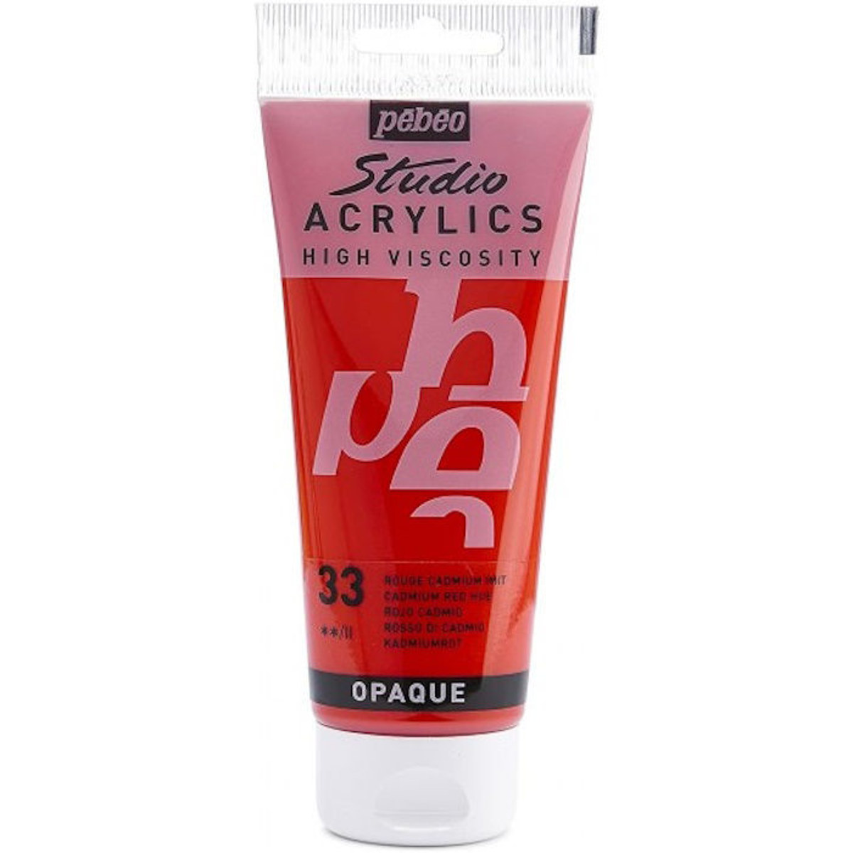 Ακρυλικό χρώμα Pebeo Studio 100ml Κόκκινο Καδμίου, μπροστινή όψη σωληναρίου