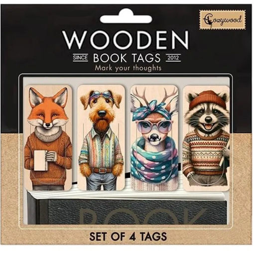 Εικόνα της Σελιδοδείκτες ξύλινοι Cozywood σετ 4τεμ. Book Friends
