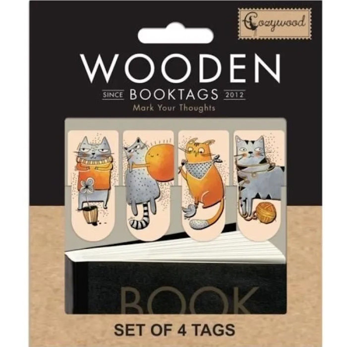 Εικόνα της Σελιδοδείκτες ξύλινοι Cozywood σετ 4τεμ. Kitty stories