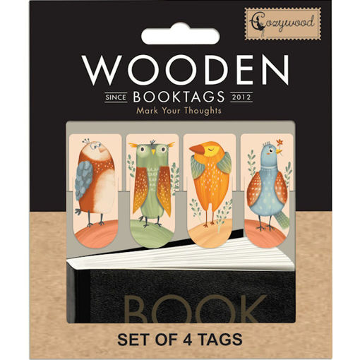 Εικόνα της Σελιδοδείκτες ξύλινοι Cozywood σετ 4τεμ. Birds