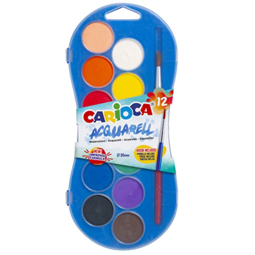 Εικόνα της Νερομπογιές με πινέλο 12 Χρωμάτων Carioca 42404