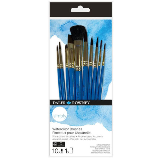 Εικόνα της Πινέλα Daler Rowney σετ 10τεμ. Simply Short Handle Ακουαρέλας 216610110
