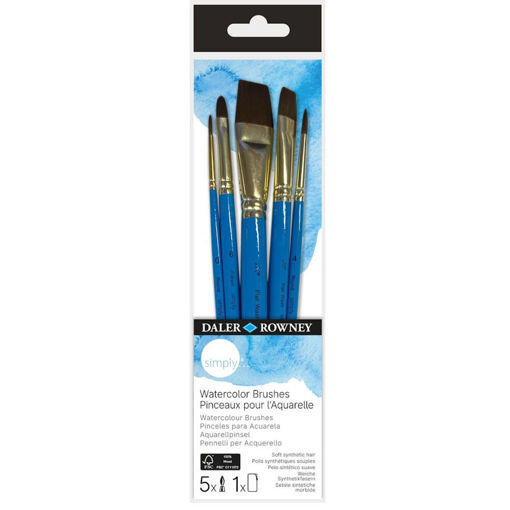 Εικόνα της Πινέλα Daler Rowney σετ 5τεμ. Simply Short Handle Ακουαρέλας 216610500