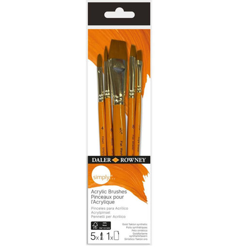 Εικόνα της Πινέλα Daler Rowney σετ 5τεμ. Simply Short Handle Acrylic 216620500