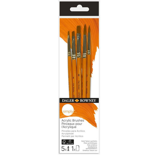 Εικόνα της Πινέλα Daler Rowney σετ 5τεμ. Simply Short Handle Acrylic 216620501
