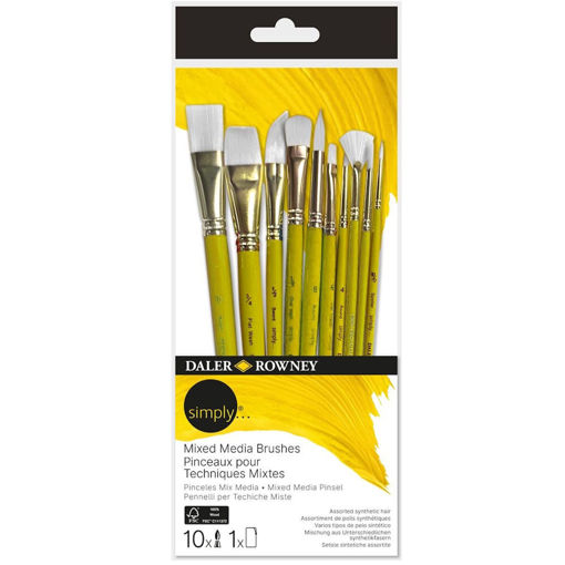 Εικόνα της Πινέλα Daler Rowney σετ 10τεμ. Simply Short Handle Mixed Media 216650110