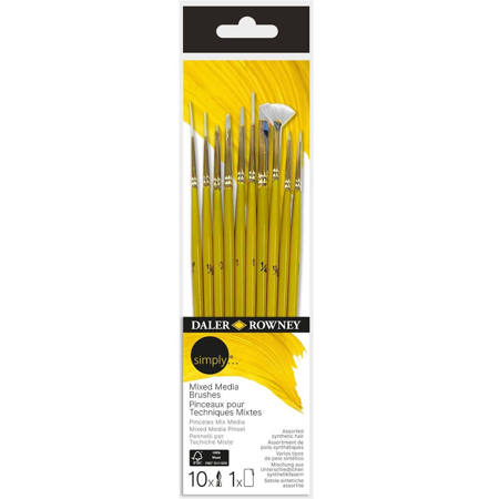 Εικόνα της Πινέλα Daler Rowney σετ 10τεμ. Simply Short Handle Mixed Media 216650310
