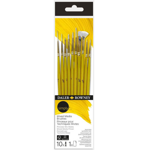 Εικόνα της Πινέλα Daler Rowney σετ 10τεμ. Simply Short Handle Mixed Media 216650310